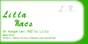 lilla macs business card